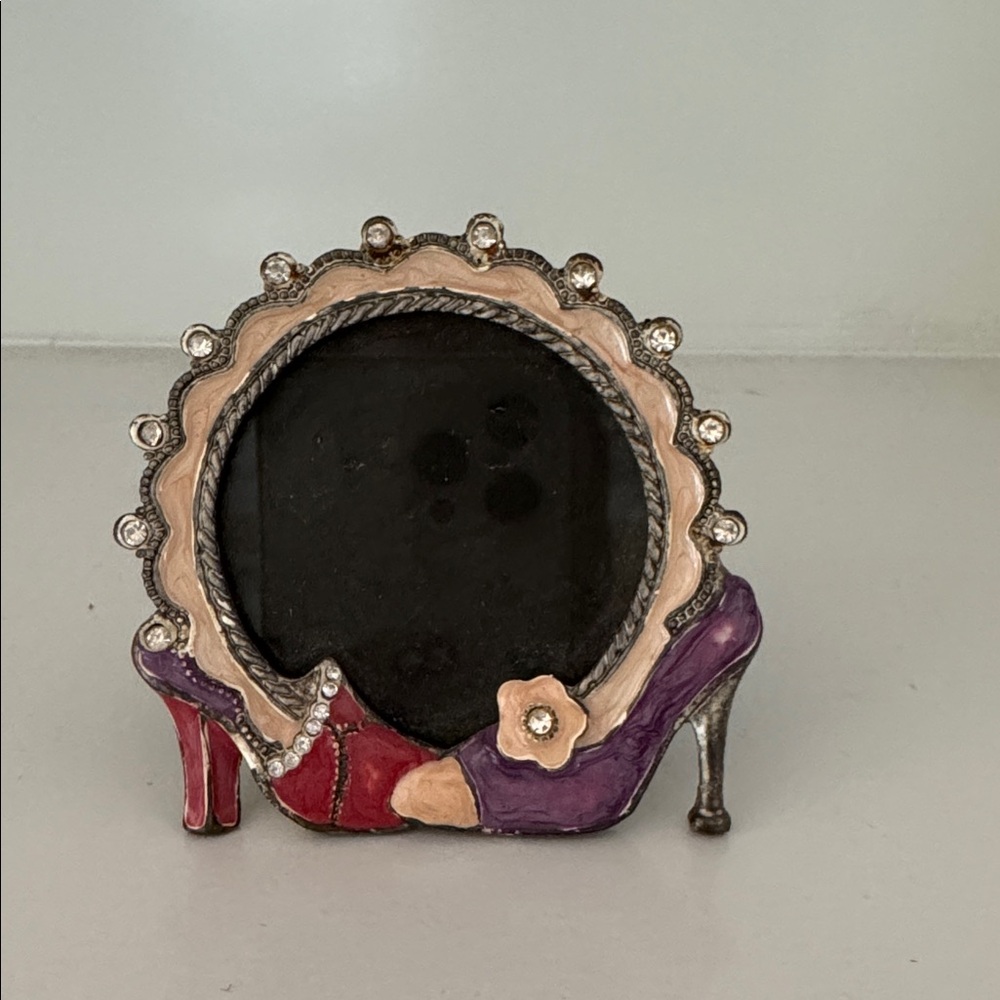 High Heel picture frame 2” x 2” size photo memory Rhinestones Metal photo frame